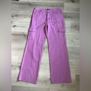 Vibrant Purple Wide Leg Cargo Jeans